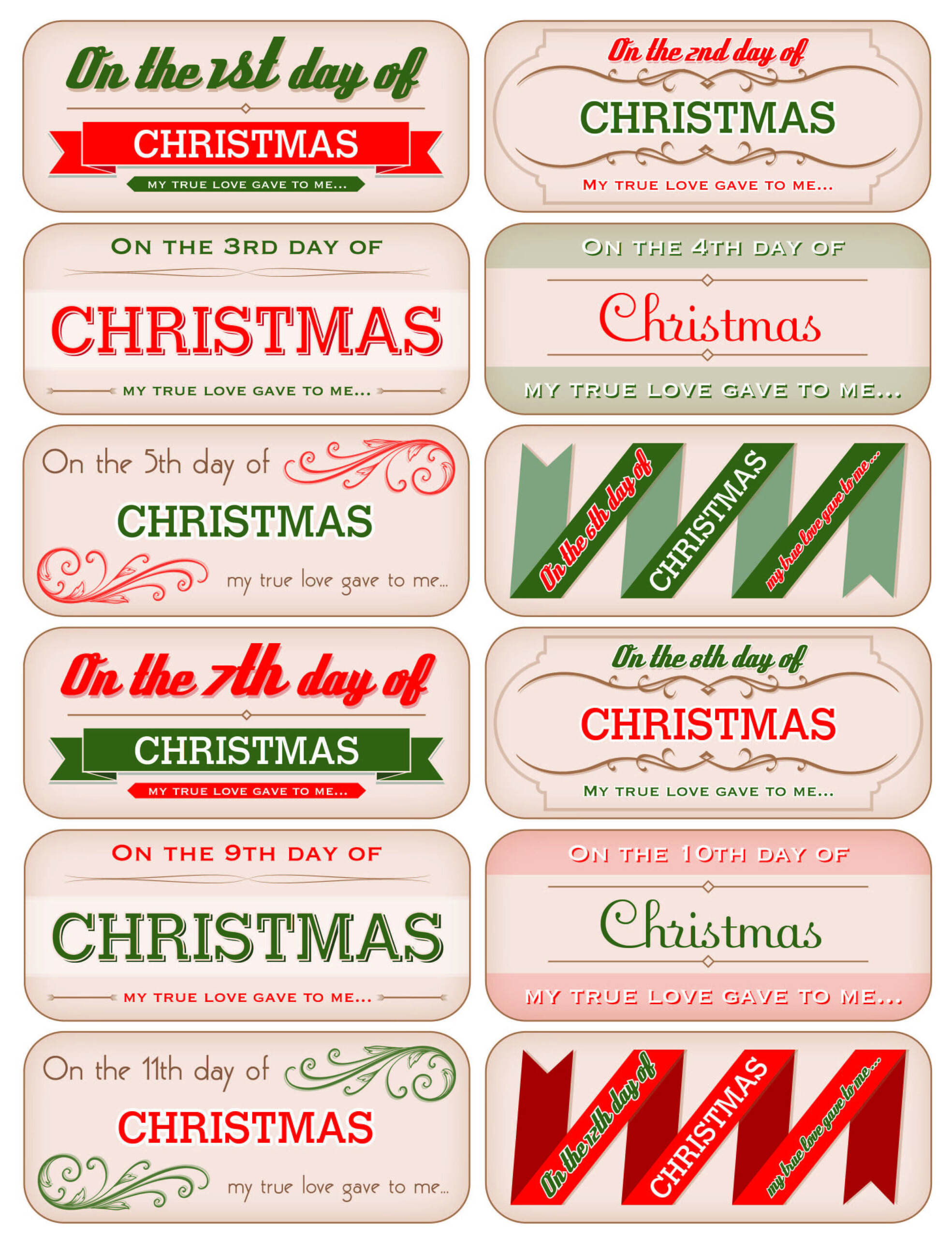 12 Days Of Christmas Tags Free Download