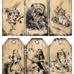 Alice In Wonderland Printable Tags Digital Download Mad Hatter White