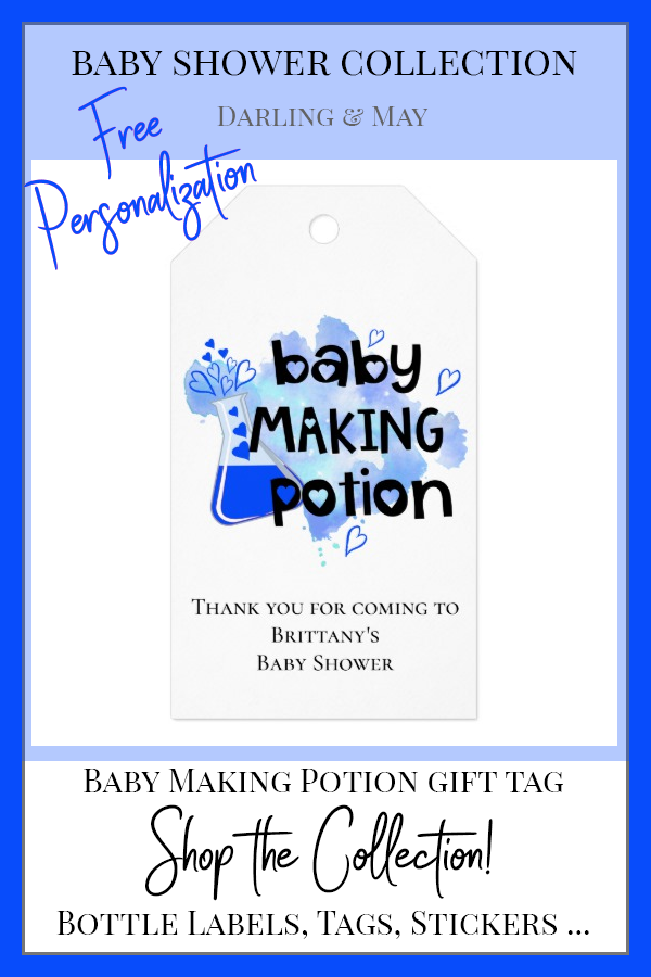 Baby Shower Cute Baby Making Potion Blue Thank You Gift Tags Zazzle 