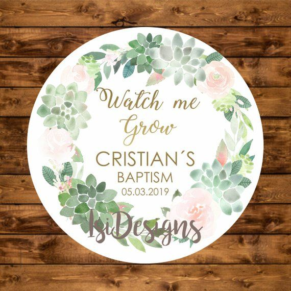 Personalized Greenery Baptism Favor Tags Succulent Printable Favor 