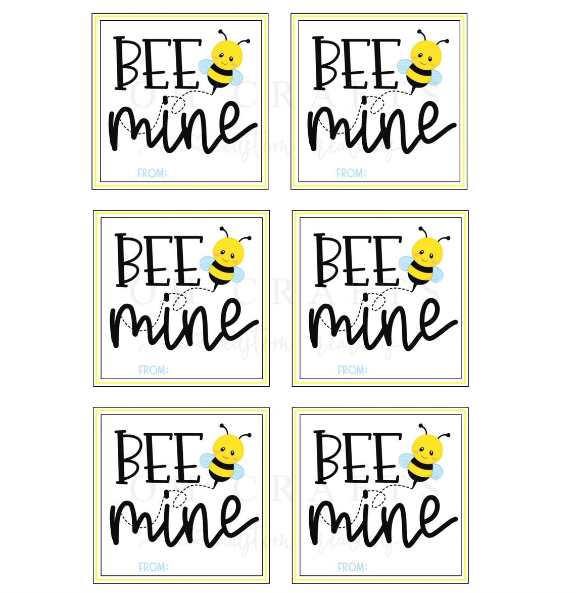 Bee Mine Valentine Day Tags Valentines Day Tags Printable Etsy