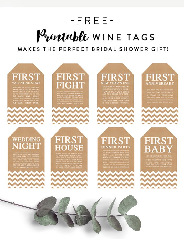 Free Wine Tags Bridal Shower Gift First Baby First Anniversary First 