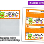 Build Your Own Monster Bag Topper Printable Halloween Tag Instant