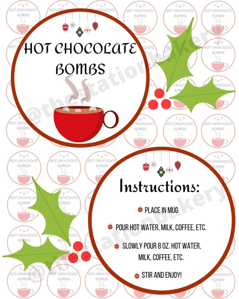 Hot Chocolate Bomb Tag Christmas Christmas Hot Cocoa Bomb Tags 