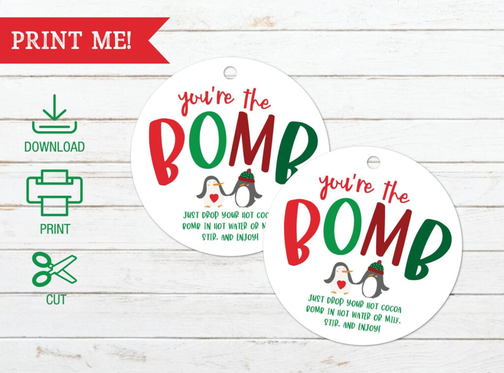 Hot Cocoa Bomb Printable Gift Tag Christmas Gift Tag Gift Etsy In 