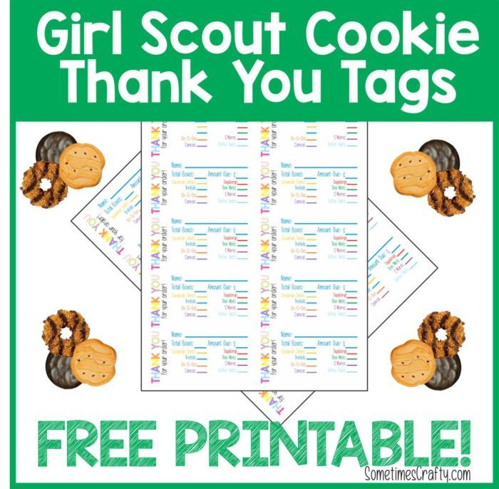 Girl Scout Cookie Thank You Tags Free Printable Girl Scout Cookie 