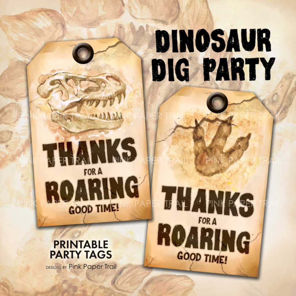 Dinosaur Dig Excavation Party Favor Printable Tag Dinosaur Etsy