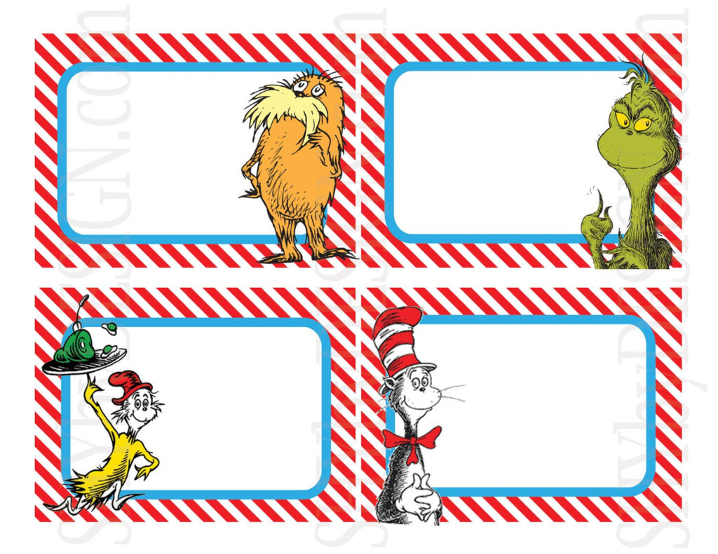 Set Of 12 PRINTABLE Dr Seuss Name Tags 5 00 Via Etsy Dr Seuss 