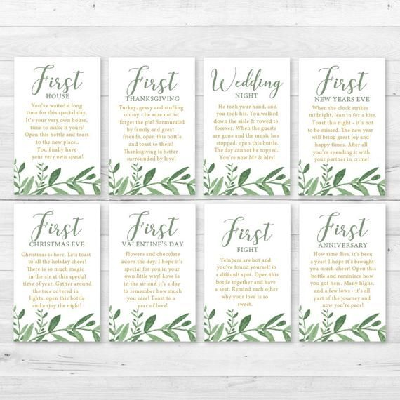 A Year Of Firsts Wine Gift Tags Bridal Shower Wedding Wine Etsy