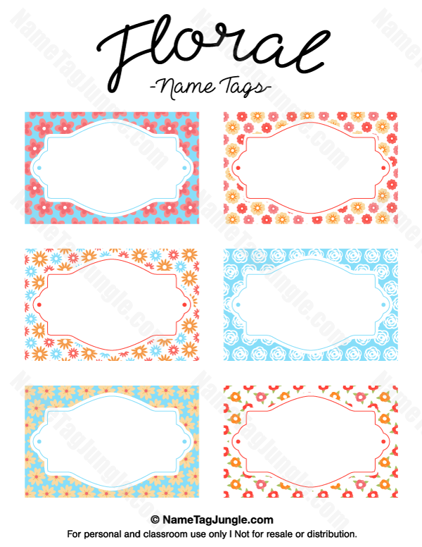 Free Printable Floral Name Tags The Template Can Also Be Used For 