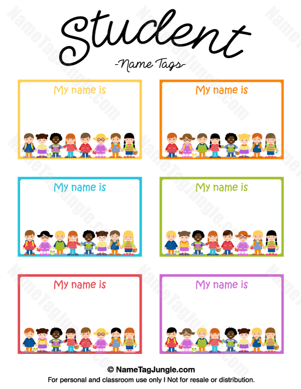 Free Printable Student Name Tags The Template Can Also Be Used For 