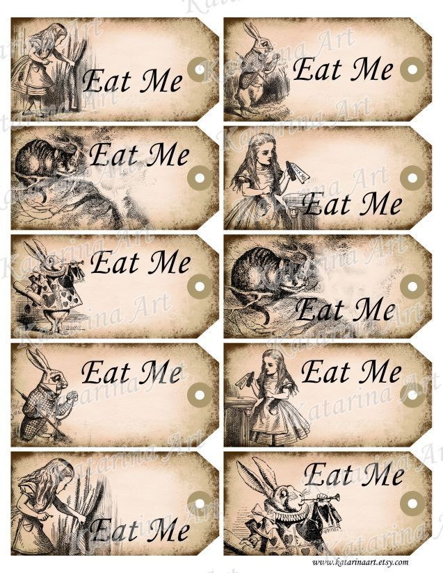 Alice In Wonderland Eat Me Tags Printable Alice In Wonderland Tea 