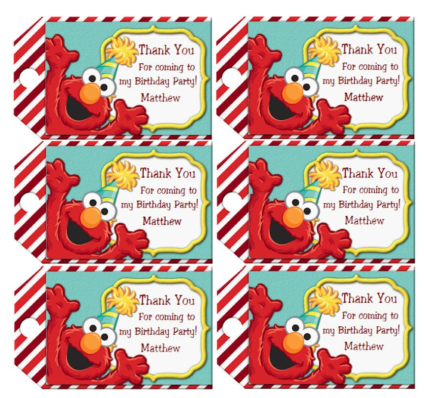 Elmo Favor Tags INSTANT DOWNLOAD Elmo Birthday Party Favor