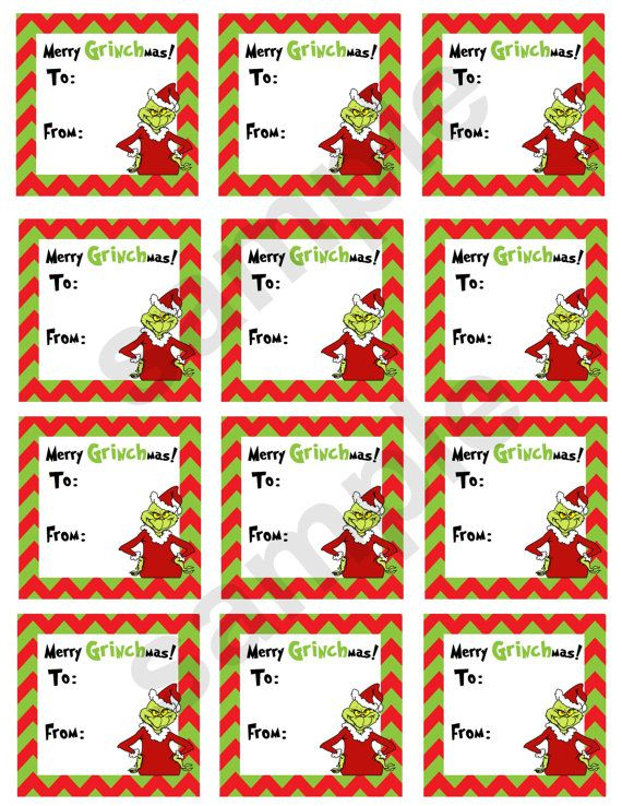 Grinch Holiday Gift Tags DIY Digital File By CutieTootiePrints 5 00 
