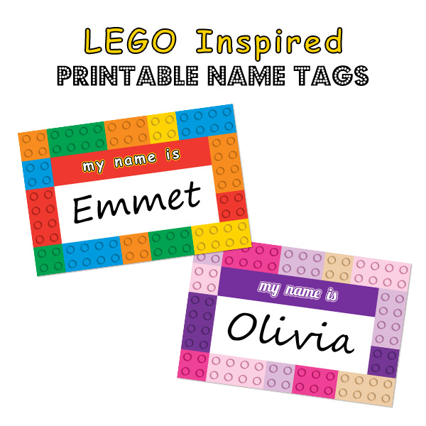 LEGO Inspired Printable Name Tags