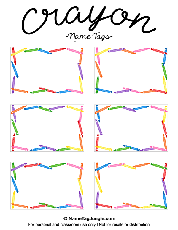 Printable Crayon Name Tags Preschool Name Tags Classroom Name Tags 