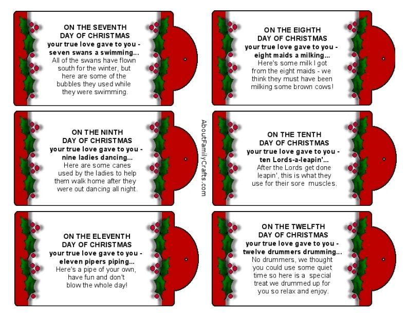 Silly 12 Days Of Christmas Printable Tags About Family Crafts