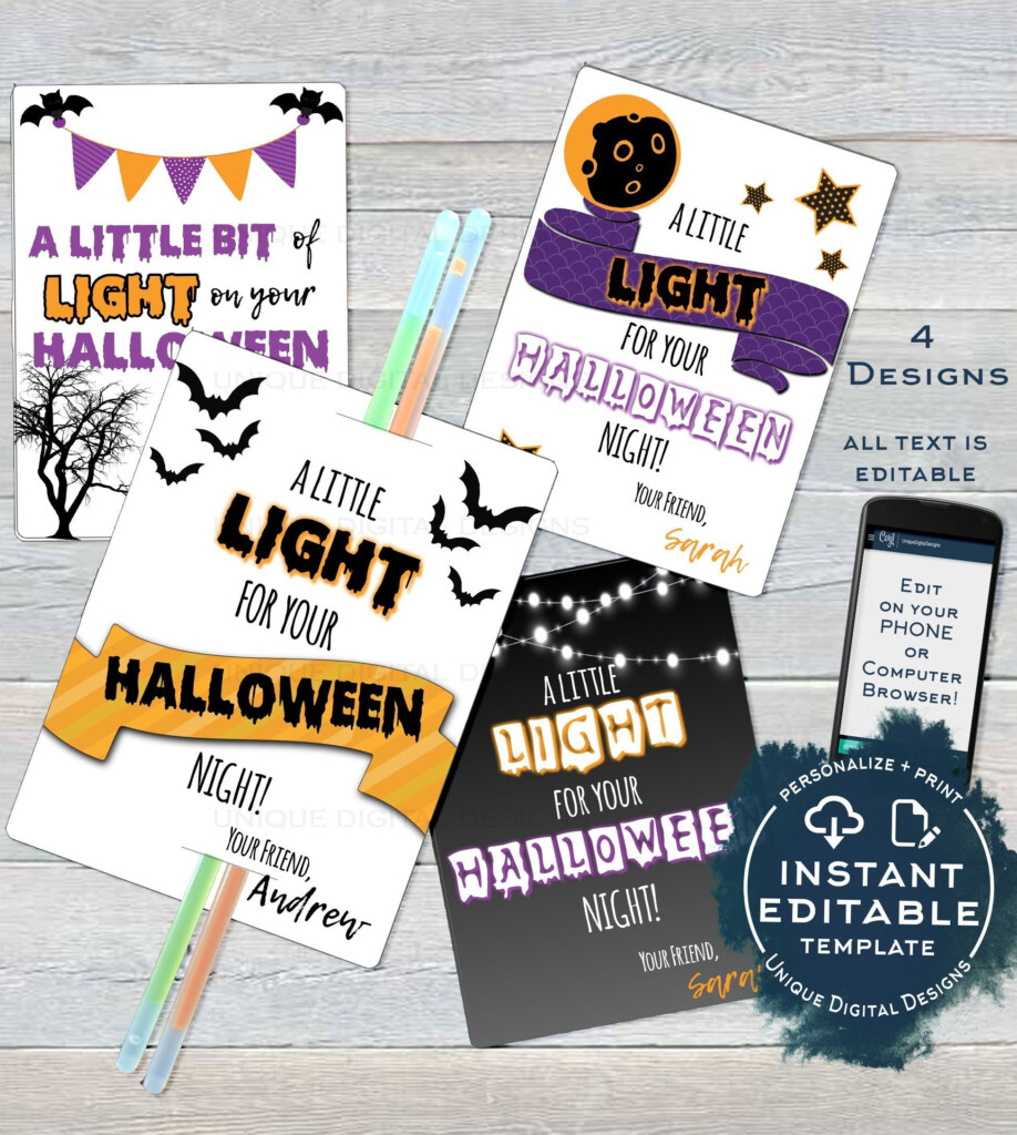 Halloween GLOW STICK Favor Tags Editable So You Can Personalize These 
