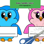 Free Printable Owl Name Tags Coloring Page
