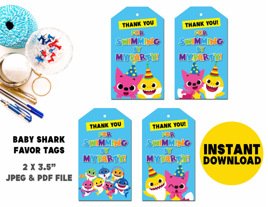 Baby Shark Favor Tags Baby Shark Thank You Tag Baby Shark Party Baby 