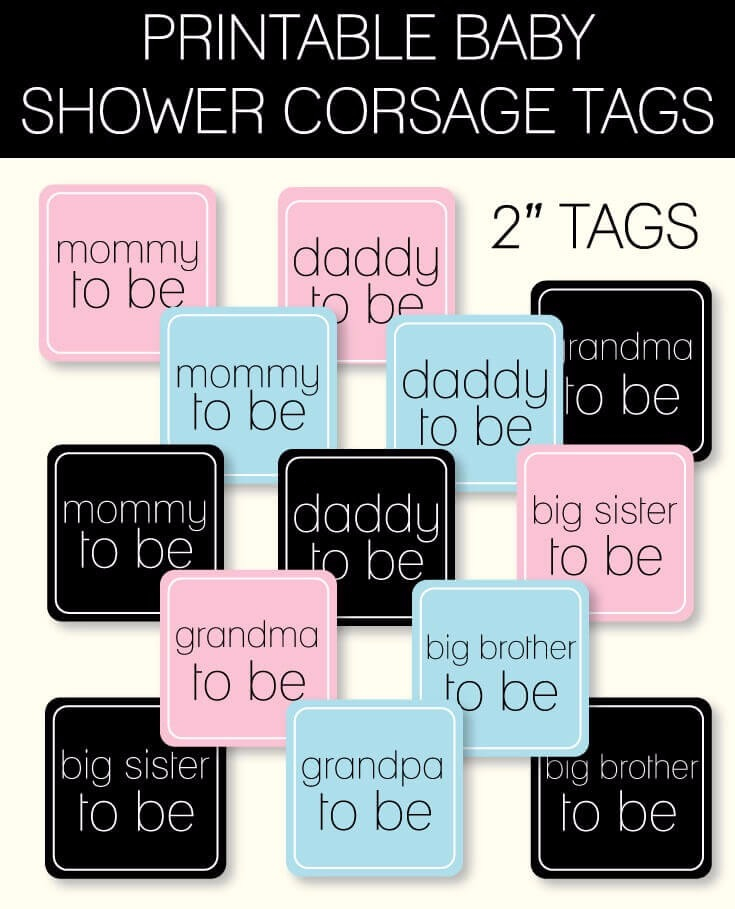 Printable Baby Shower Corsage Tags PrintItBaby Print It Baby