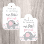 Printable Elephant Baby Shower Favor Tags Pink And Grey Elephant Baby