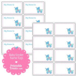 Printable Blue Baby Stroller Name Tags Baby Strollers Baby Shower