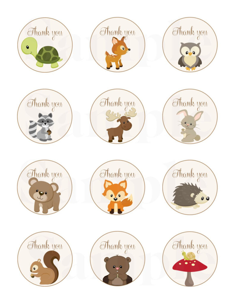 Woodland Friends Forest Animals Theme Baby Shower Thank Tags 2 