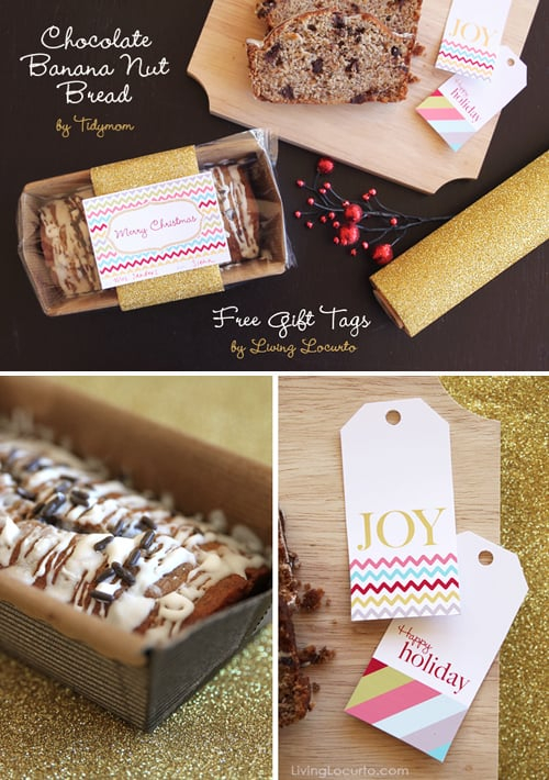 DIY Christmas Gift Idea Chocolate Banana Nut Bread And Free Printable 