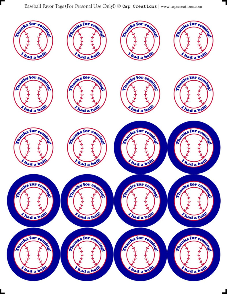 Cap Creations Printable Baseball Party Favor Thank You Tags