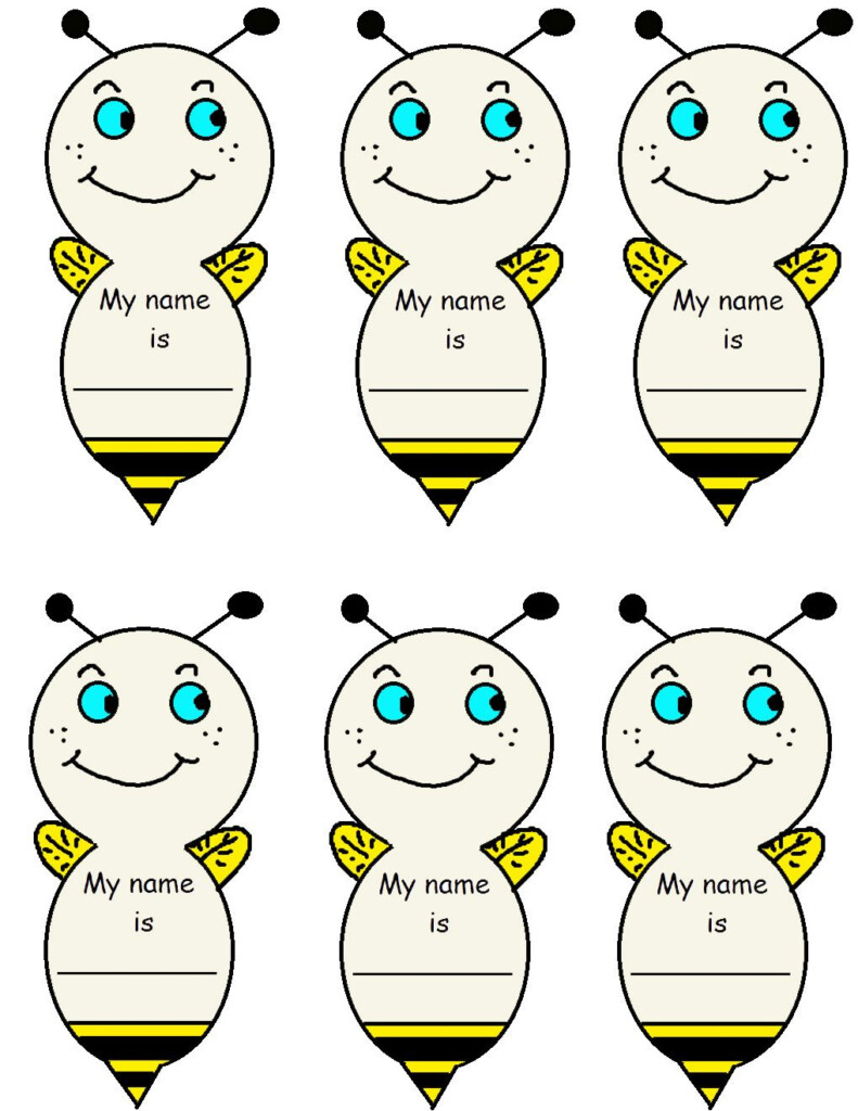 Bee Name Tag Template 2 jpg 1019 1319 Name Tag Templates Tag 