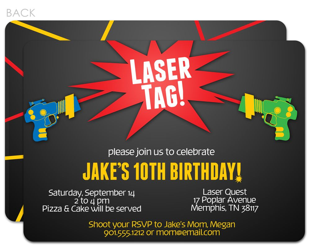 Laser Tag Birthday Invitations Laser Tag Birthday Party Laser Tag 