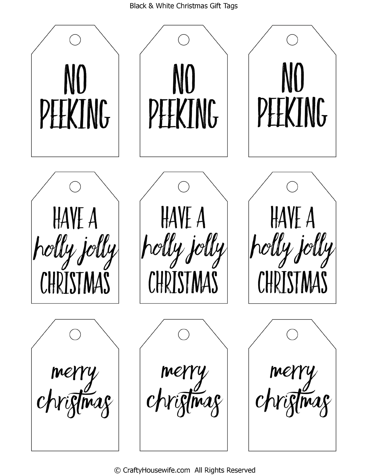 Free Printable Black And White Gift Tags - FreePrintableTag.com