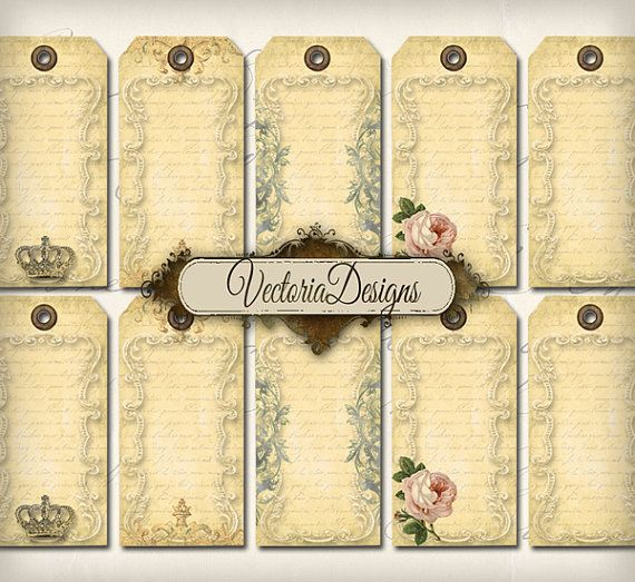 Vintage Blank Tags Printable Paper Craft Art Gift Tag Hobby Etsy