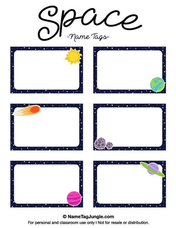 Free Printable Space Name Tags The Template Can Also Be Used For 
