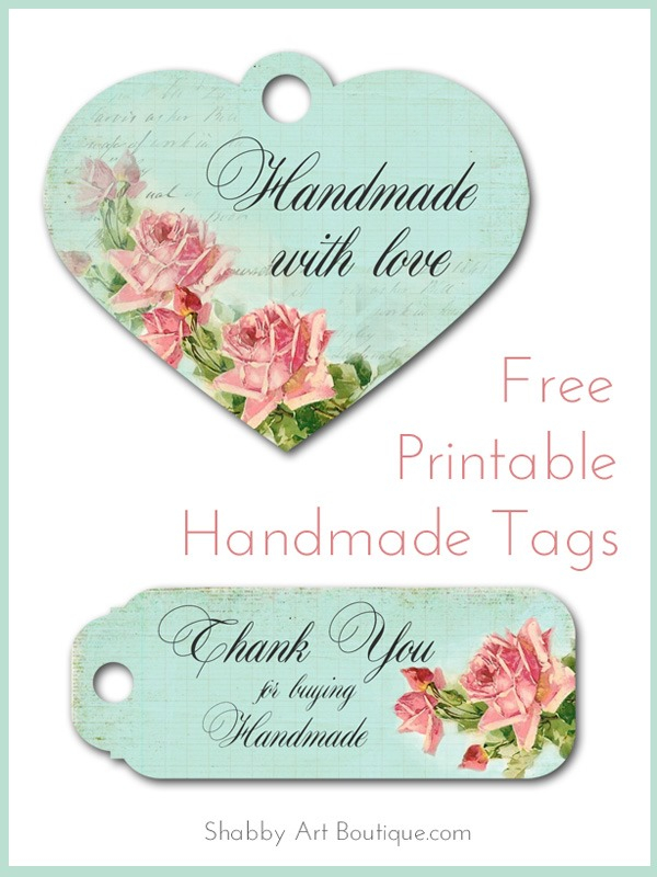 Free Printable handmade Tags Shabby Art Boutique