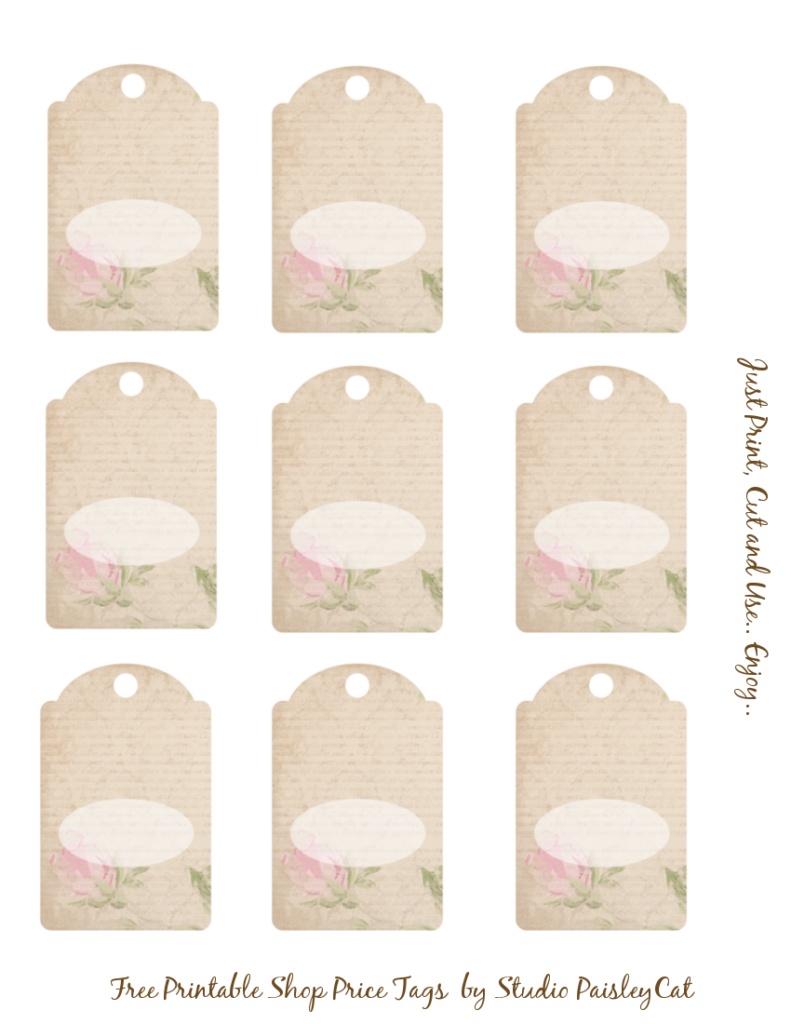 Studio PaisleyCat Freebie Blog Livre Printable Shop Pre o Tags Para 