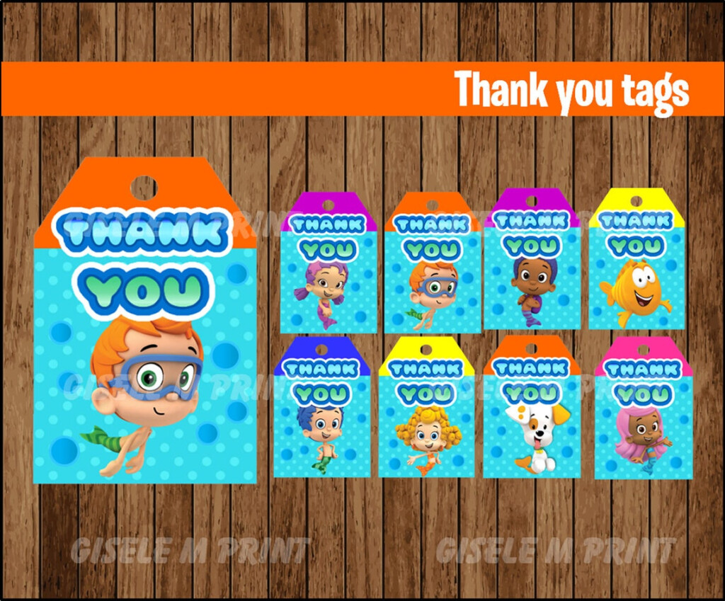 Bubble Guppies Thank You Tags Printable Bubble Guppies Gift Etsy