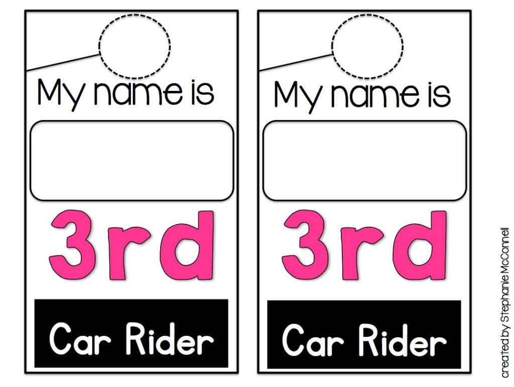 School Dismissal Color Coded Car Tags FREEBIE Car Tags Car Rider 