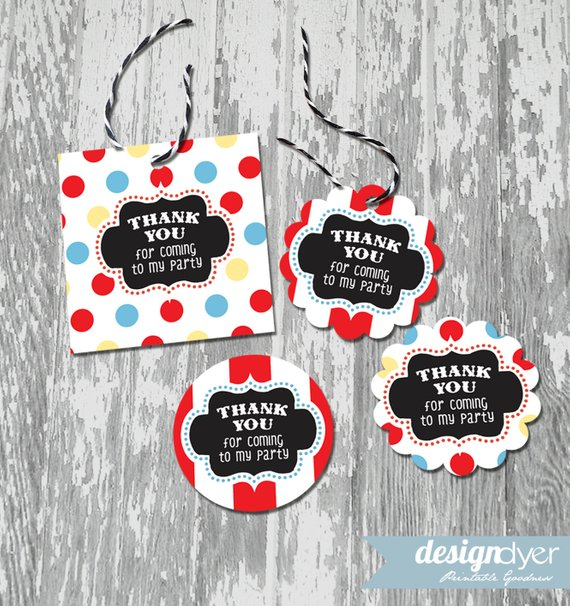 Circus Carnival Printable Thank You Favor Tags Stickers Labels INSTANT 