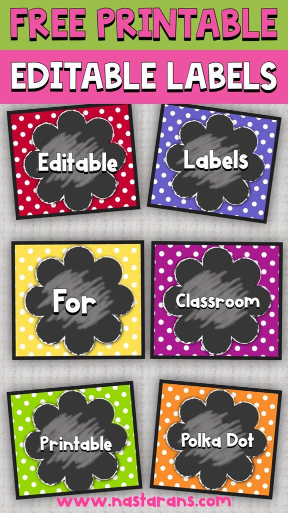 Free Editable Chalkboard And Polka Dot Labels Contains 6 Printable 