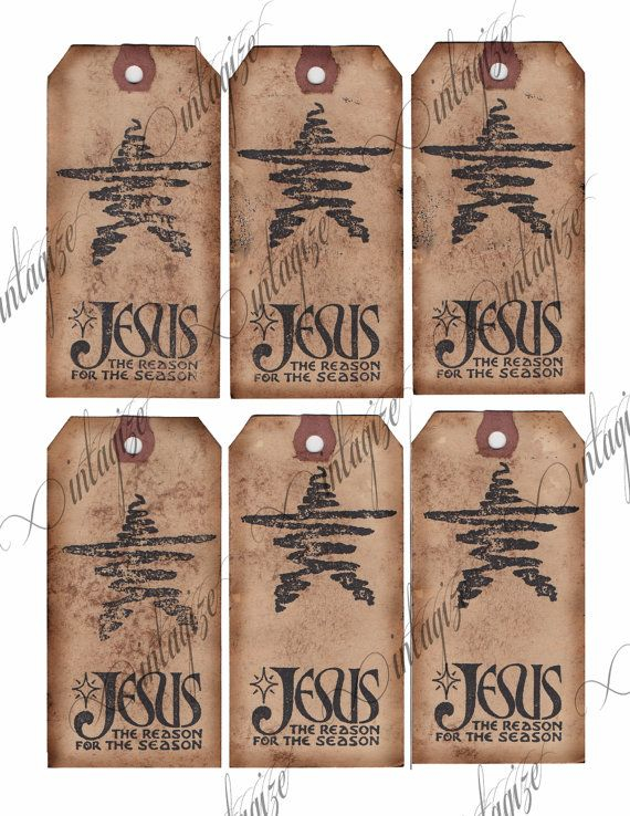 Christmas Printable Gift Tags Rustic Primitive Jesus Is The Etsy In 