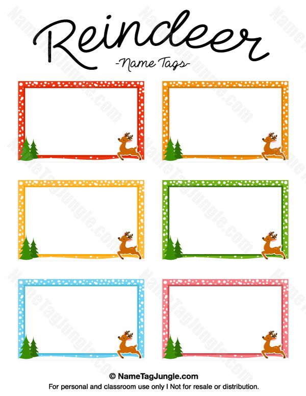 Free Printable Reindeer Name Tags The Template Can Also Be Used For 