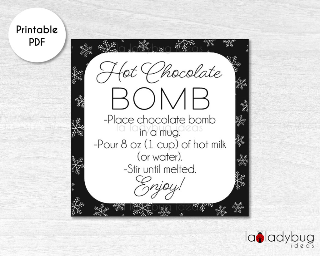 Hot Chocolate Bomb Tag Hot Cocoa Bomb Instructions Card Etsy 