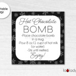 Hot Chocolate Bomb Tag Hot Cocoa Bomb Instructions Card Etsy