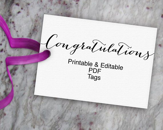 Congratulations Tags Printable Gift Tag Template Graduation Tag 