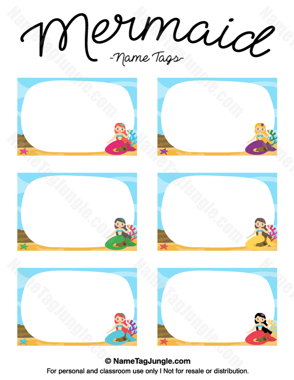 Free Printable Mermaid Name Tags The Template Can Also Be Used For