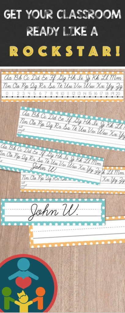 Editable Cursive Desk Strips And Name Plates Coordinates With Cursive 