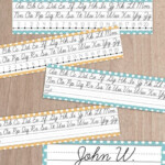 Cursive Desk Name Plates Editable Desk Strips Teaching Cursive