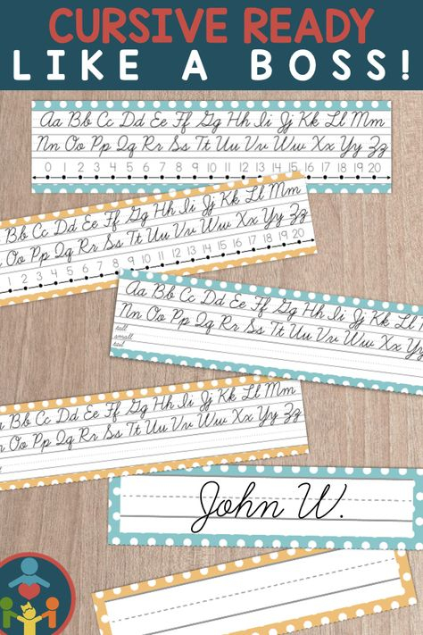 Cursive Desk Name Plates Editable Desk Strips Teaching Cursive 